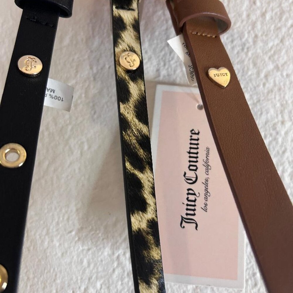 Juicy Couture Set of 3 Thin Faux Leather Stylish Belts Size L/XL